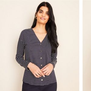 Ann Taylor Striped Drop Shoulder Cardigan